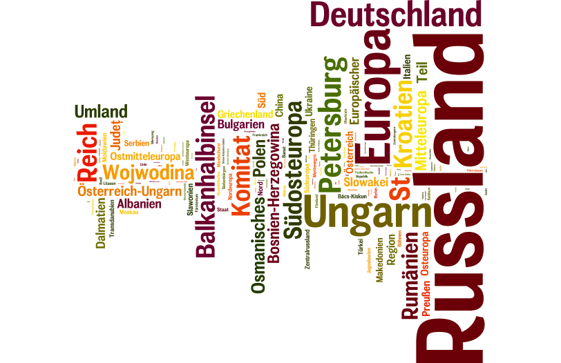 Geografische Schwerpunkte in GeoPortOst – Wortwolke mit wordle